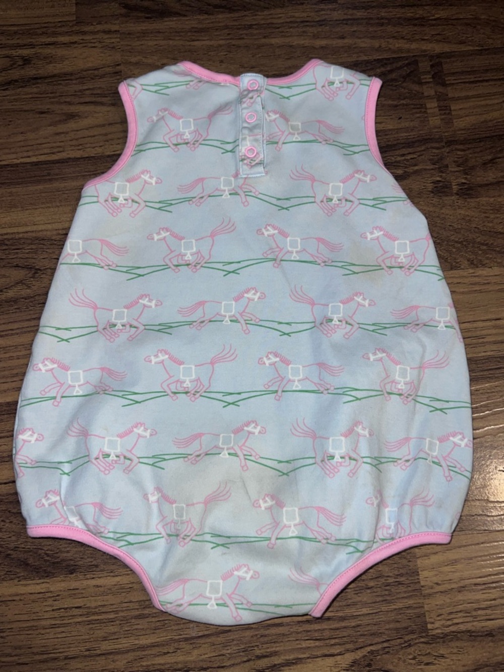 TBBC PLAY COND. Sleeveless Pink & White Horse Print Romper